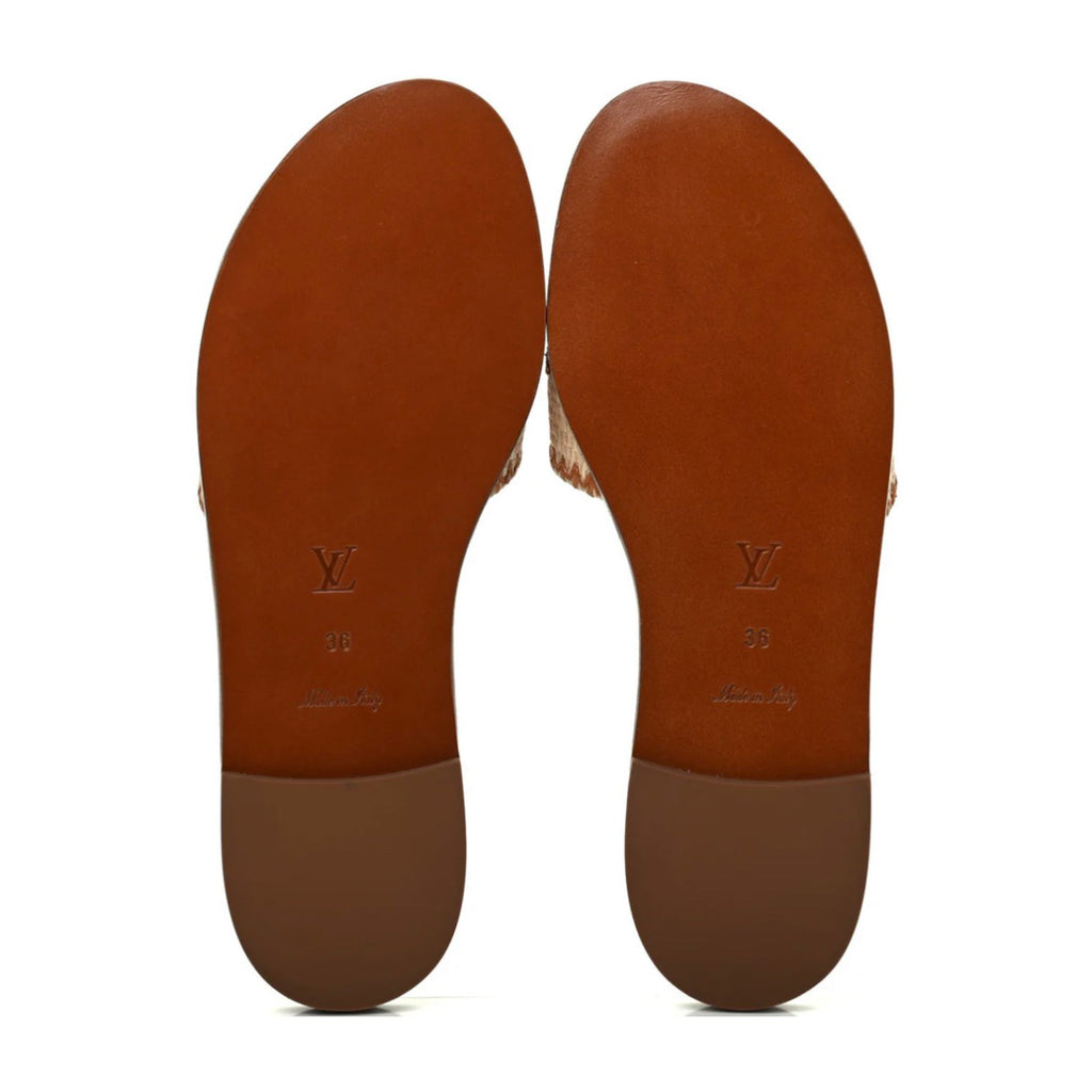 Louis Vuitton Raffia Calfskin Monogram
Lock It Flat Mules