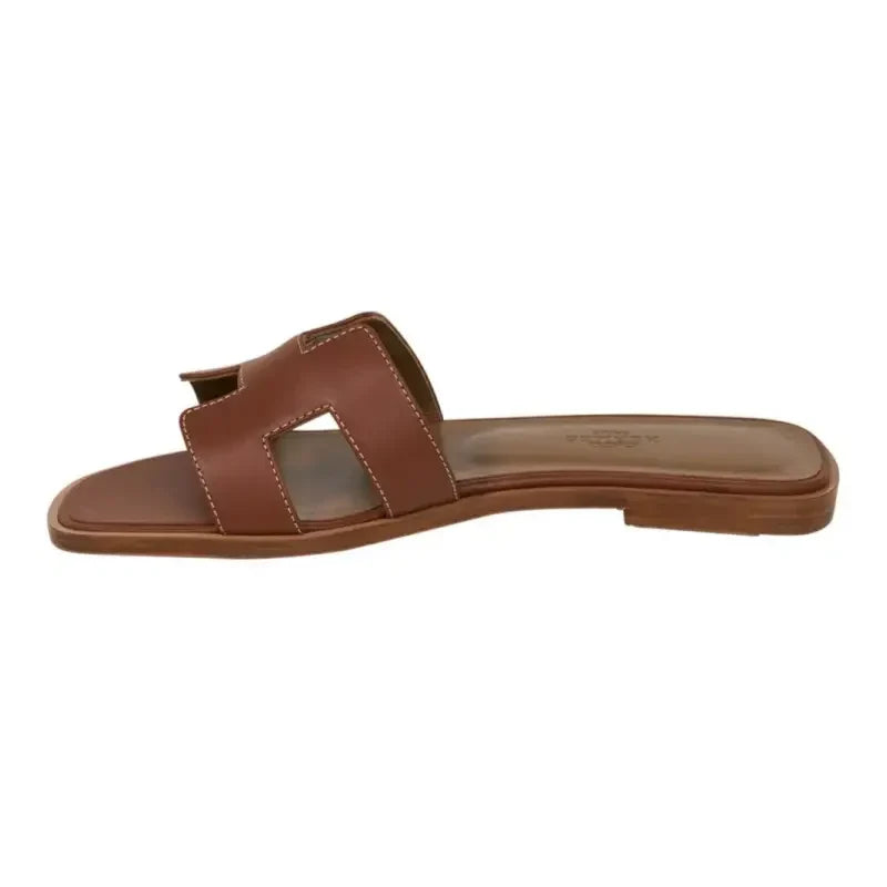 Hermès Sandal Flat Oran Gold Box Calfskin | Mightychic
