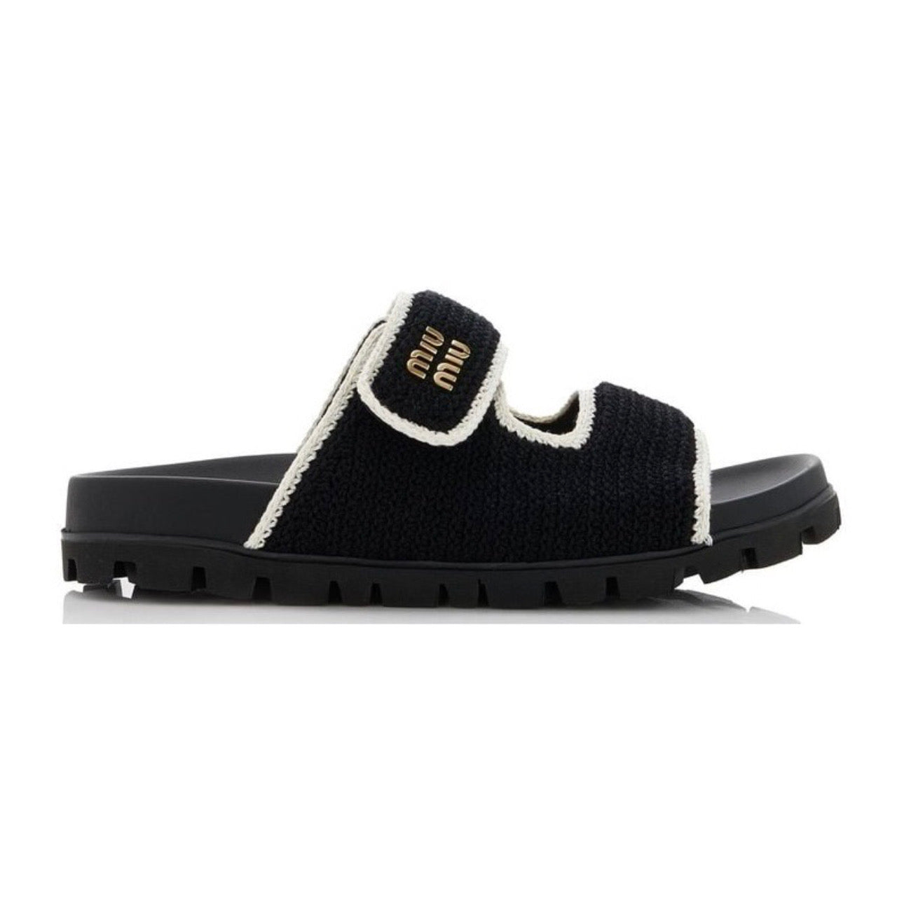 MIU MIU Black & White Crochet Sandals