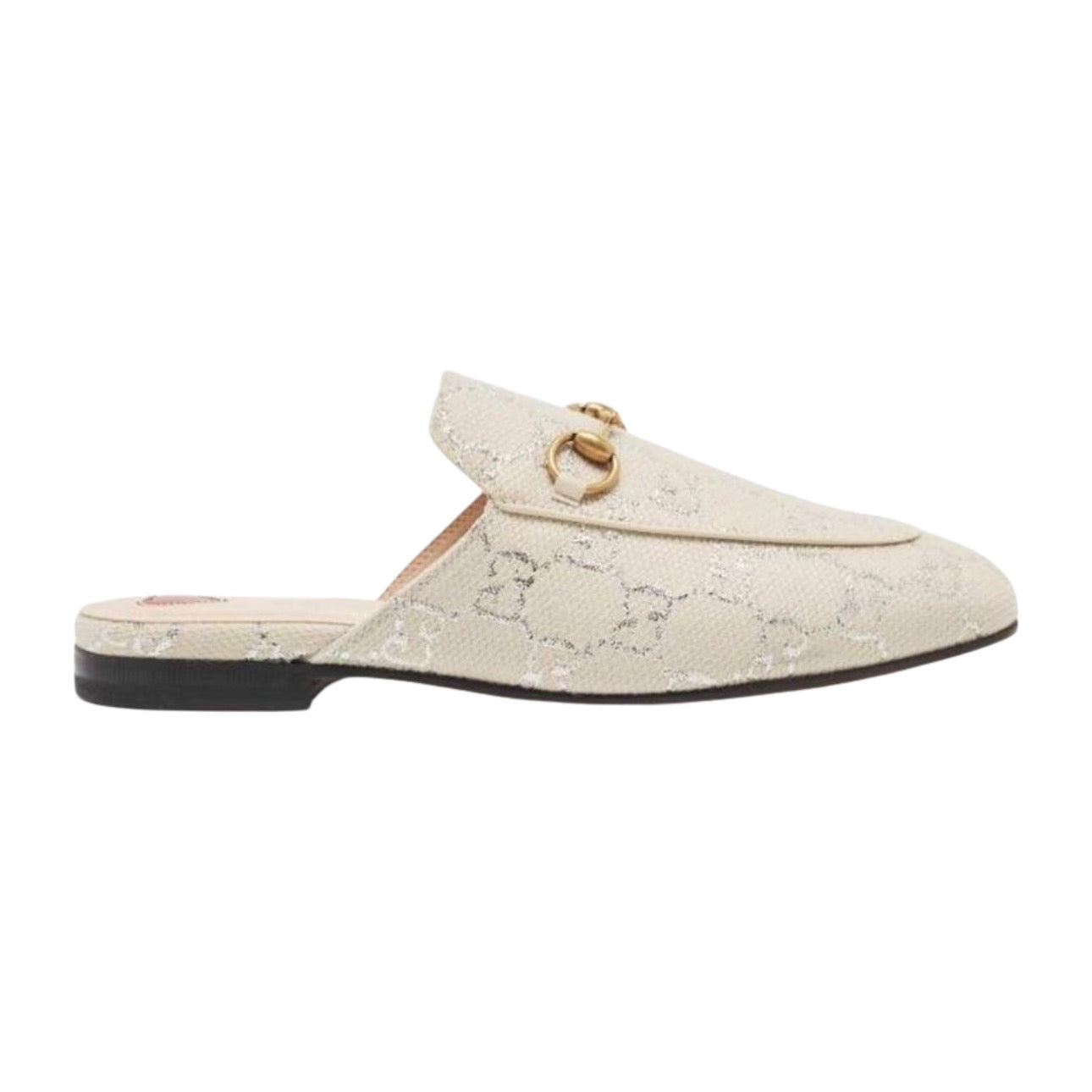 Gucci White GG Canvas Princetown Flat Mules