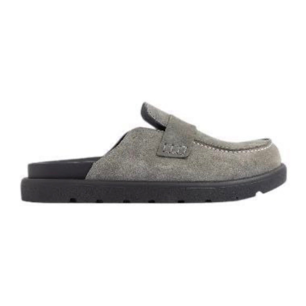 Suede Slip-On Loafer Mule | Gray