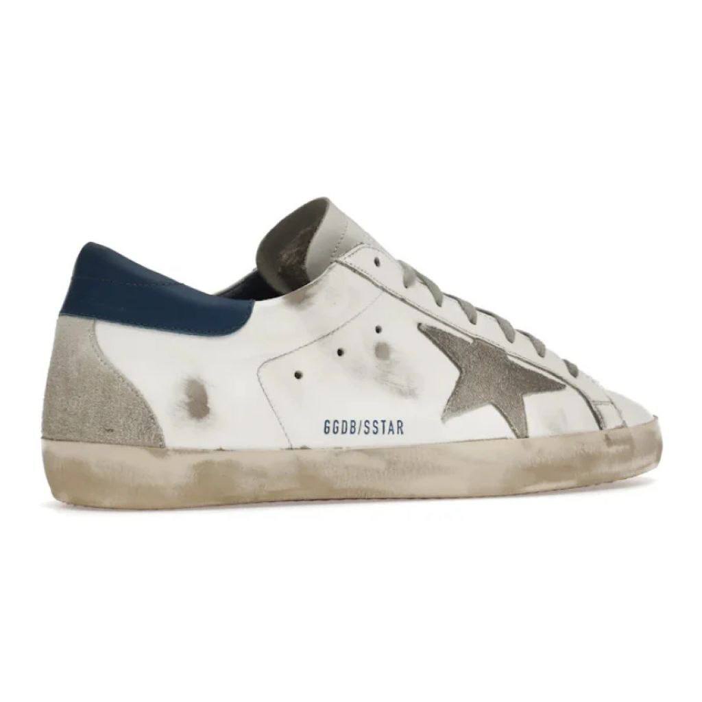 Golden Goose Super-Star White Royal Blue Grey Suede Patch